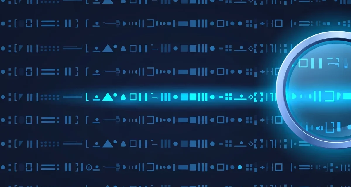 audit log entries on a computer screen with a magnifying glass