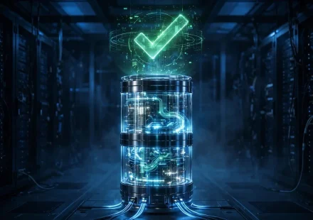 database with a checkmark showing data integrity verified