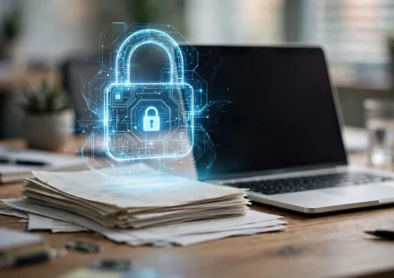 sensitive documents protected by a digital lock for data loss prevention
