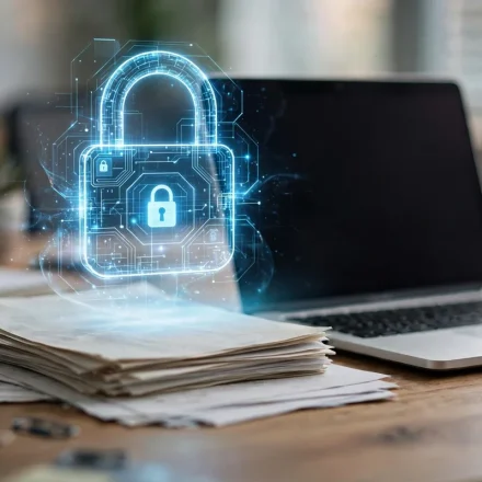 sensitive documents protected by a digital lock for data loss prevention
