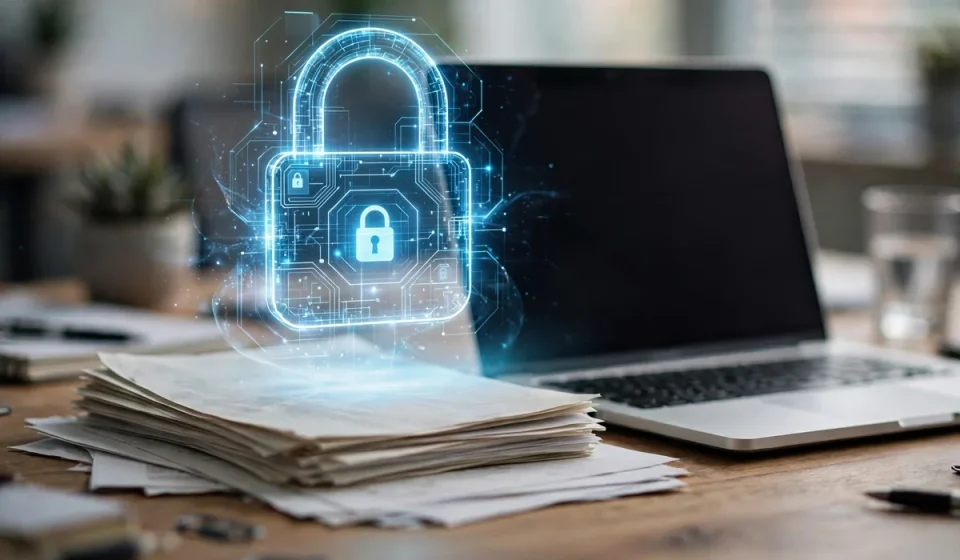 sensitive documents protected by a digital lock for data loss prevention